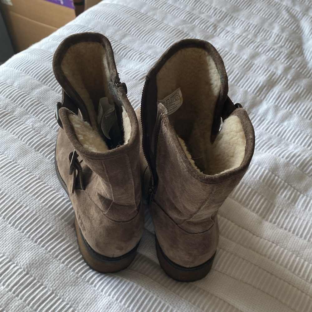 UGG Tan Suede Heeled Boots - Picture 4 of 7